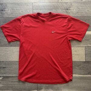 Y2K Nike Shirt Mens Large Dri Fit Red Short Sleeve Crew Neck Athletic Casual Gym